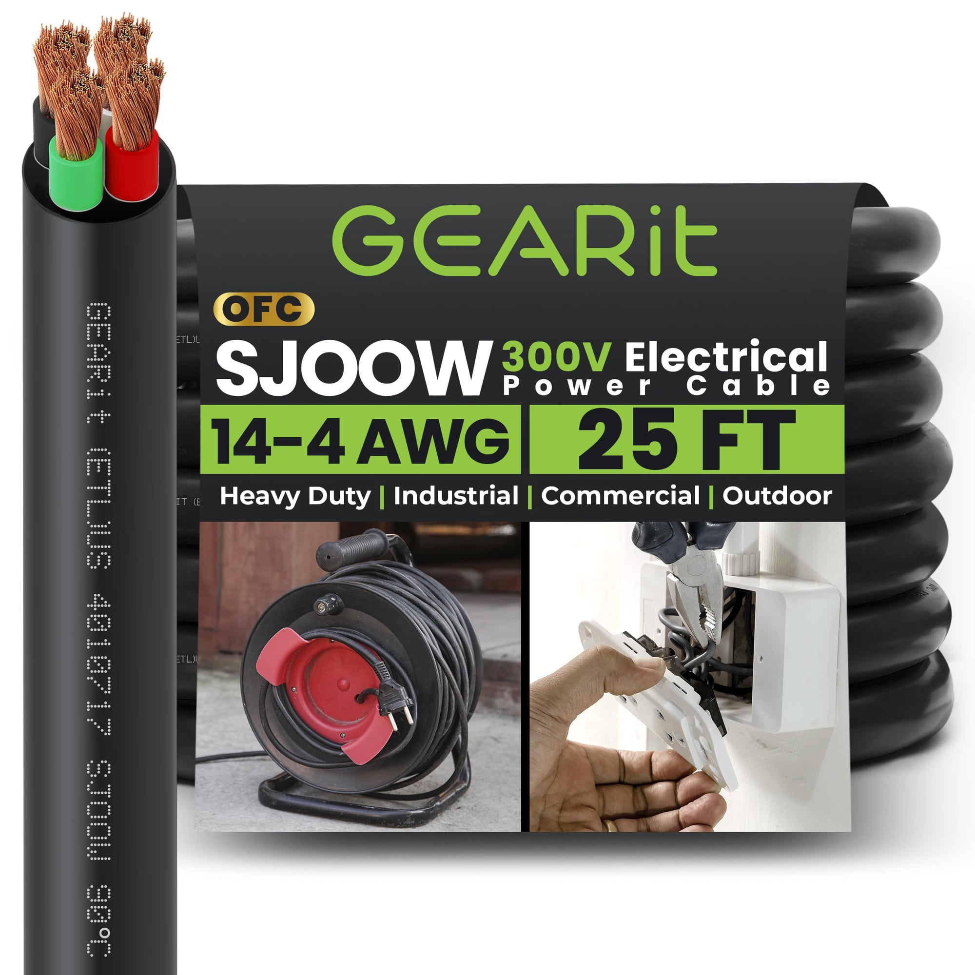 Cable De Alimentación Gearit 14 Awg 4 Conductores 7,5 M 300 V