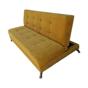 Muebles Hvm - Futon Patagonia Mostaza Felpa 2 Cuerpos Pmetal