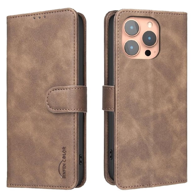 Funda Billetera para iPhone 16 PRO MAX Protección RFID y Soporte Ajustable Marrón