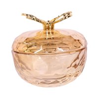 Ioensy - Plato Dappen De Vidrio Con Tapa, Herramienta Para El Cuidado De La Manicura, Minitazón Para Estilismo De Uñas, Dorado