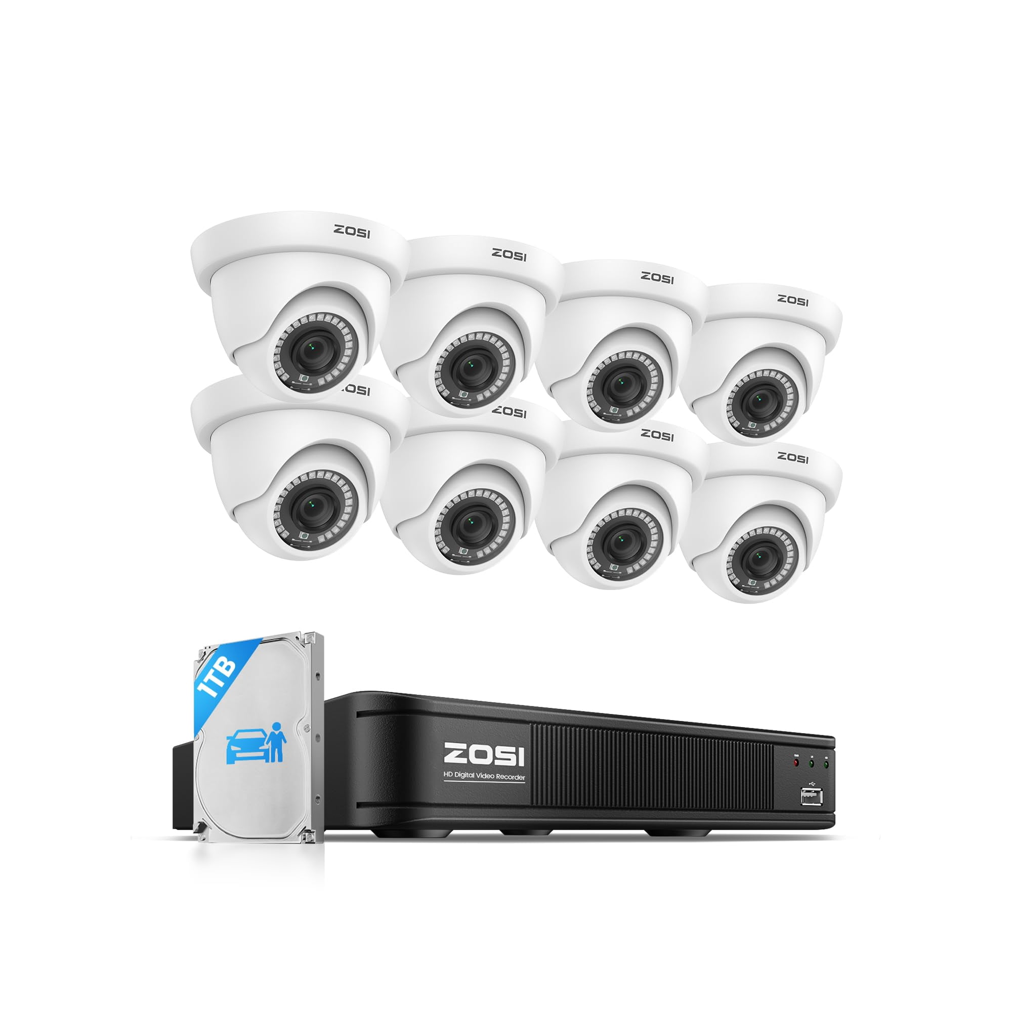 Sistema De Cámara De Seguridad Para El Hogar Zosi 5mp 3k Lite 8ch W/ 8 Dome