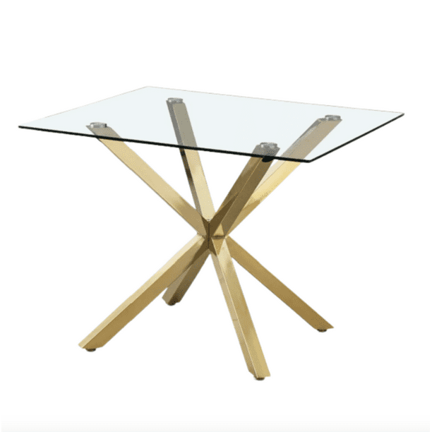 Mesa De Comedor Cuadrada 100x100 Madrid Con Patas Doradas