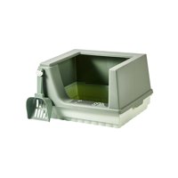 Magideal - Caja De Arena Para Gatos Bandeja De Arena Parte Inferior Desmontable Semicerrada Para Mascotas Pequeñas Ahorro De Espacio Suministros De Limpieza Para Verde S