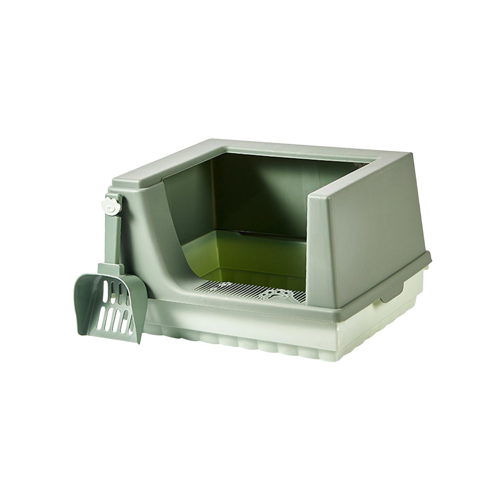 Magideal - Caja De Arena Para Gatos Bandeja De Arena Parte Inferior Desmontable Semicerrada Para Mascotas Pequeñas Ahorro De Espacio Suministros De Limpieza Para Verde S