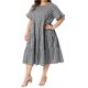 thumbnail image 4 of Vestido Maxi Casual de Verano con Bolsillos y Mangas Cortas Acampanadas de Cuello Redondo a Cuadros de Pascua para Mujer de Talla Grande de Agnes Orinda, Línea A, 3X Negro, 4 of 5