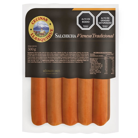 Salchicha Vienesa Tradicional 10 Un, 500 g