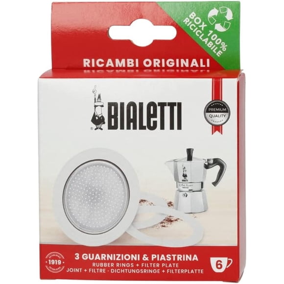 Bialetti Spare Parts, incluye 3 juntas y 1 placa, compatible