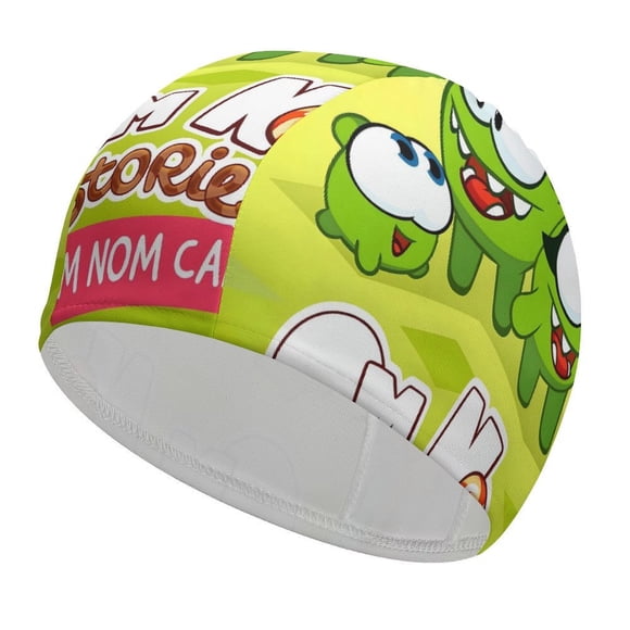 Om Nom Gorro de Natación de Licra, Gorro de Baño de Tela Cómoda, Gorro Elástico Antideslizante para Hombres, Mujeres y Niños