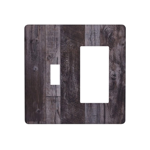 Cubierta decorativa para placa de interruptor Oilbiexn, diseño vintage de tablones de madera