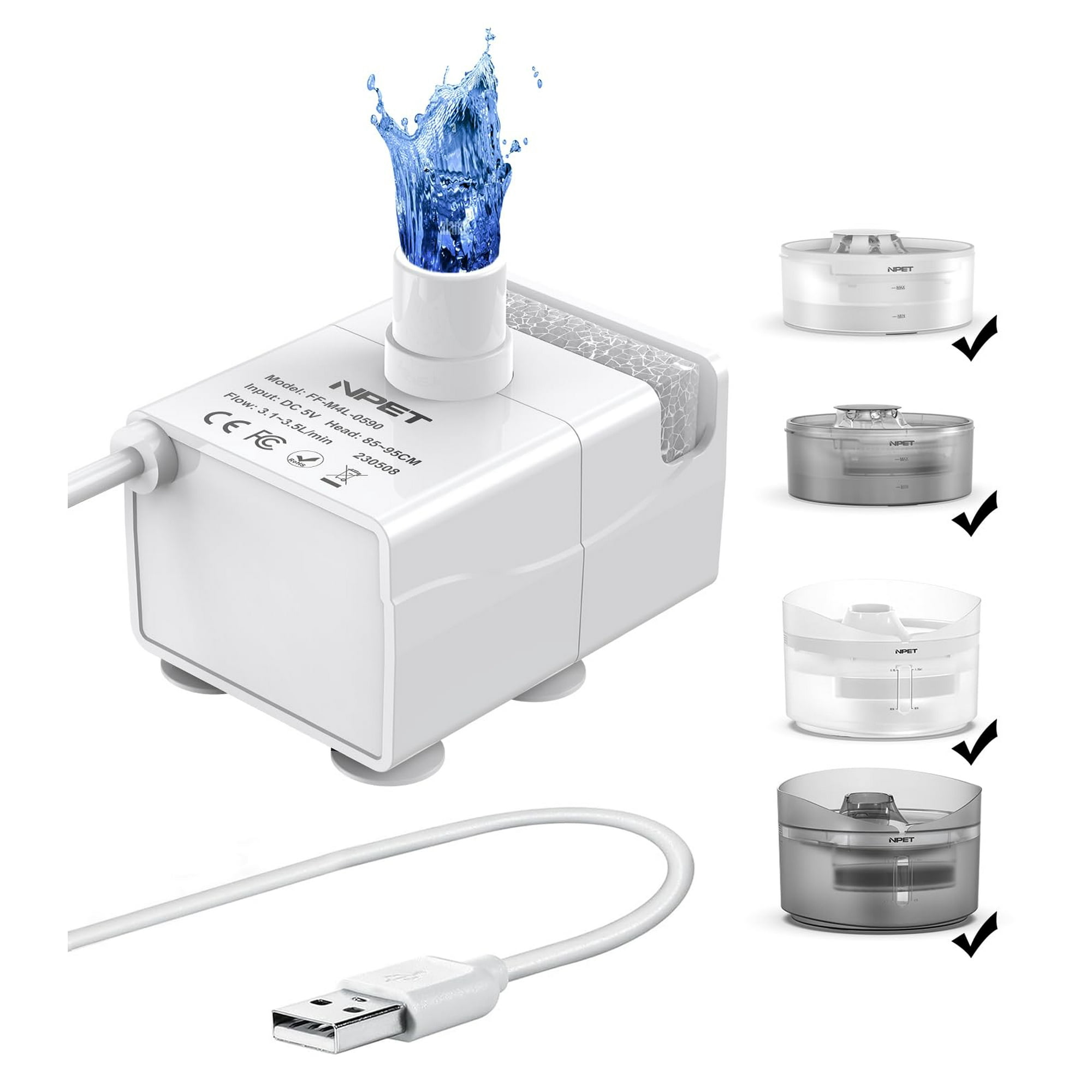 Fuente De Agua Para Perros Npet Df10 5l Con Kit De Limpieza Y Filtro