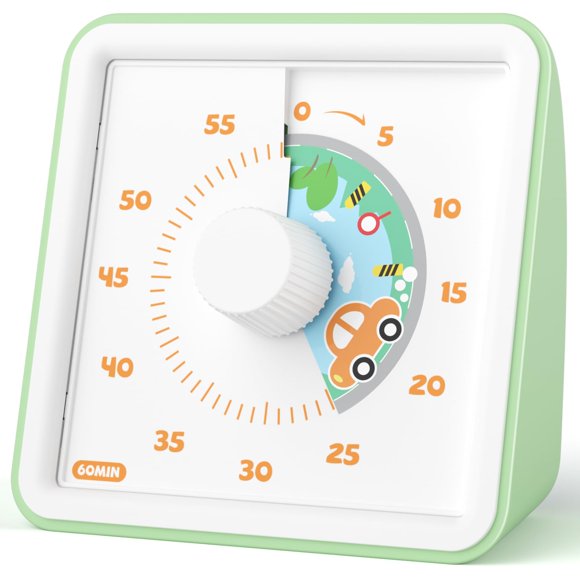 Temporizador visual LIORQUE de 60 minutos para niños con diseño de patrón de coche