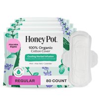 Almohadillas Sanitarias The Honey Pot Company Herbal Regular, 80 Unidades