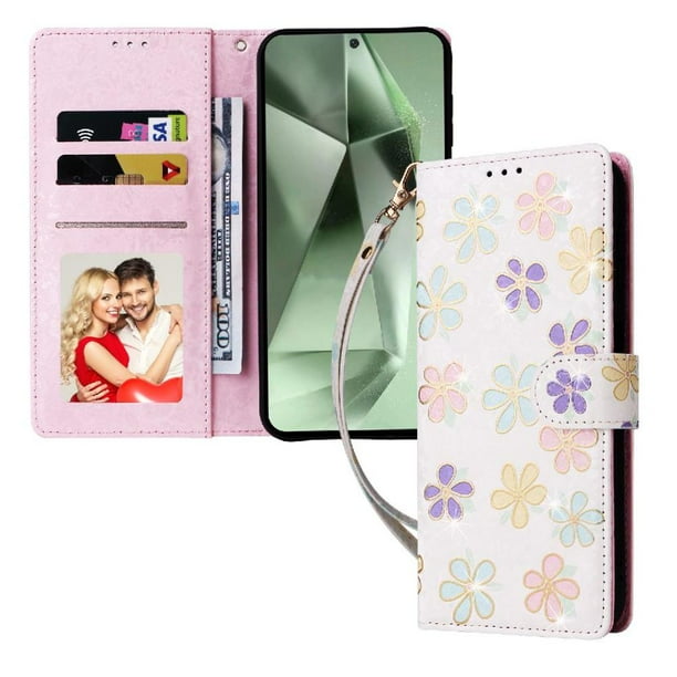 FOXDOCK Funda Tipo Cartera Floral para Samsung Galaxy A07 4G/5G ,Funda con Tapa de Cuero PU, Protección Antigolpes con Ranuras para Tarjetas y Soporte