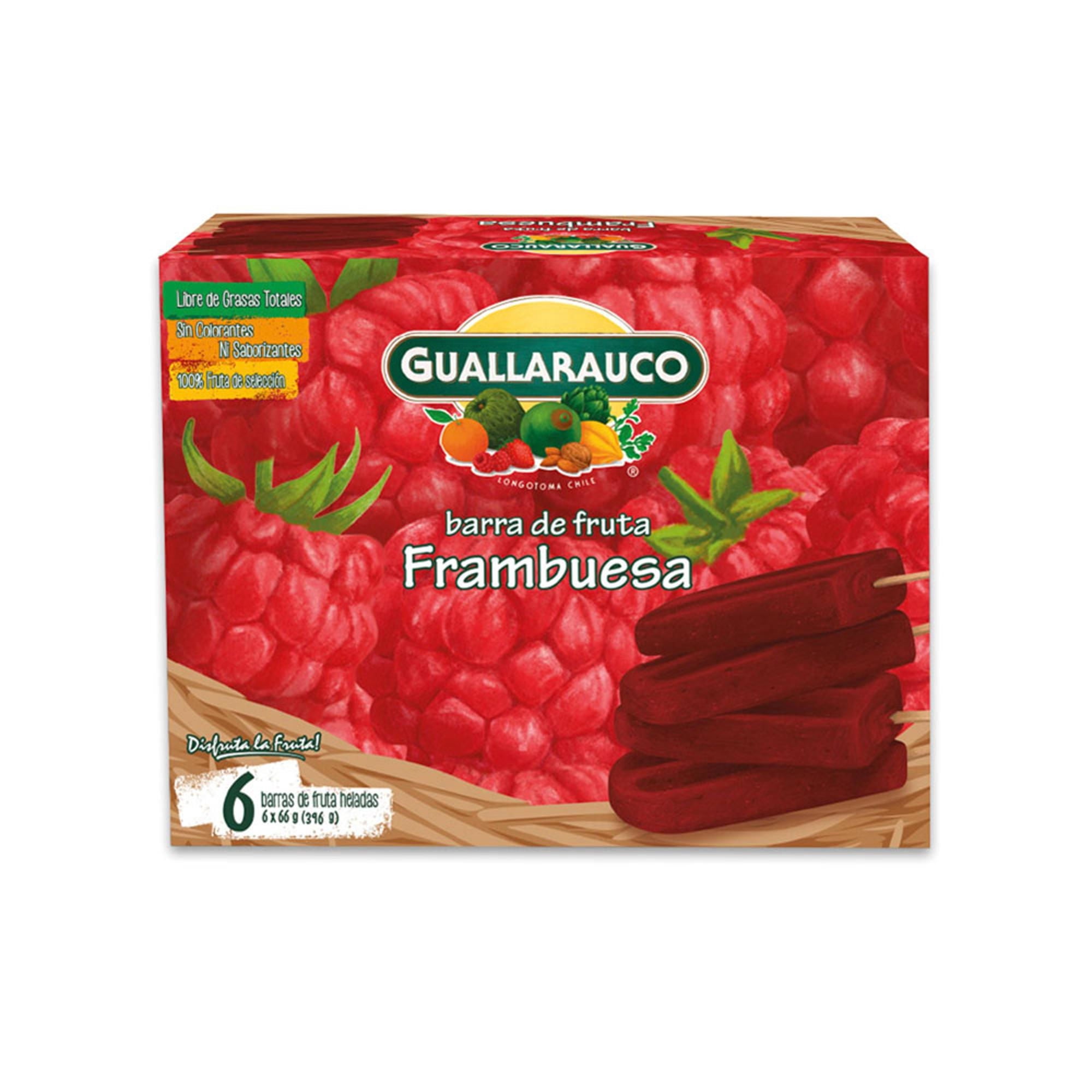 Helado Barra De Fruta Frambuesa Caja 6 Un 60 ml c/u Guallarauco