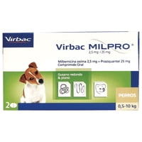 Virbac - Antiparasitario Milpro Para Perros De 0,5 A 10 Kg.
