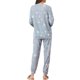thumbnail image 3 of INSPIRE CHIC Conjunto de Pijama de Punto con Estampado de Estrellas para Mujer Regreso a Clases Suave Manga Larga Cuello Redondo Top y Pantalones Jogger Ropa de Dormir con Bolsillos XS Gris Claro, 3 of 6