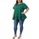 thumbnail image 2 of Agnes Orinda Blusa Casual de Verano para Mujer Talla Grande, Día de San Patricio, Cuello Redondo, Manga Corta, Dobladillo en Capas, 2X Verde, 2 of 6