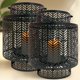 thumbnail image 1 of Farol colgante con forma de vela Decozen decorativo de metal negro, juego de 2, 1 of 9
