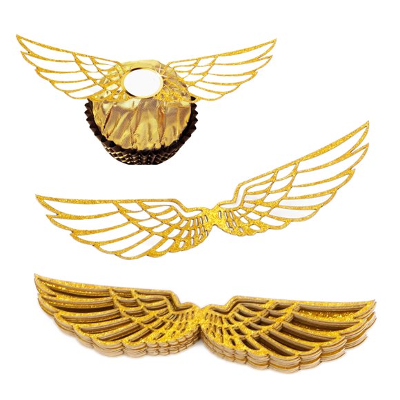 Adorno para pastel XQNRWYTU Alas Doradas - Paquete de 50