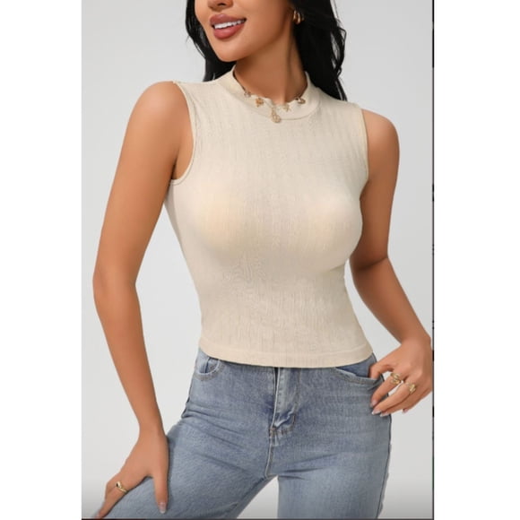Polera Corta Mujer Top Sin Manga Full Elasticada Diseño 9013