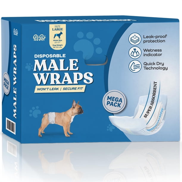 Pañales desechables para perros machos PitPet, paquete de 30 unidades, superabsorbentes