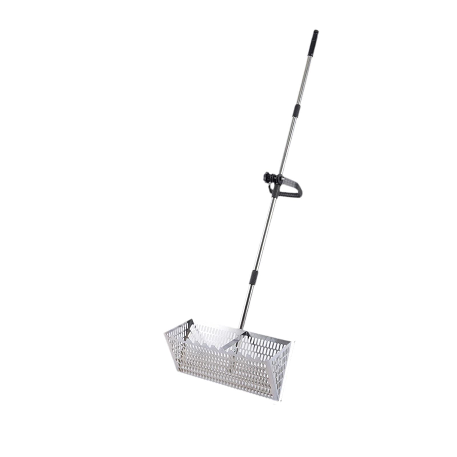 Magideal - Palilla Profunda De Rastrillo De Arena, Versátil, Acero Inoxidable, Tamizado, Mango Telescópico Fácil De Limpieza Premium Canasta De Cesta De Cesta De 201 Acero Inoxidable