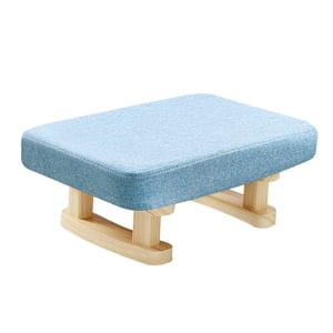 Magideal - Reposapiés Pequeño, Banco Otomano Bajo, Taburete Acolchado Para Pies, Reposapiés Con Patas De Madera Para Sala De Estar, Sala De Juegos, Sofá, Salón Azul