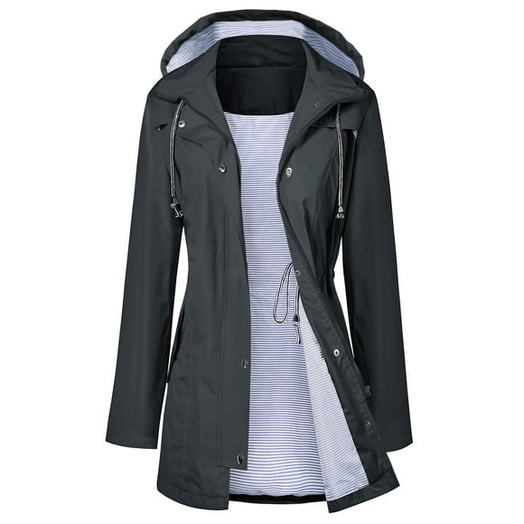 Gabardina impermeable LOMON con capucha larga para mujer