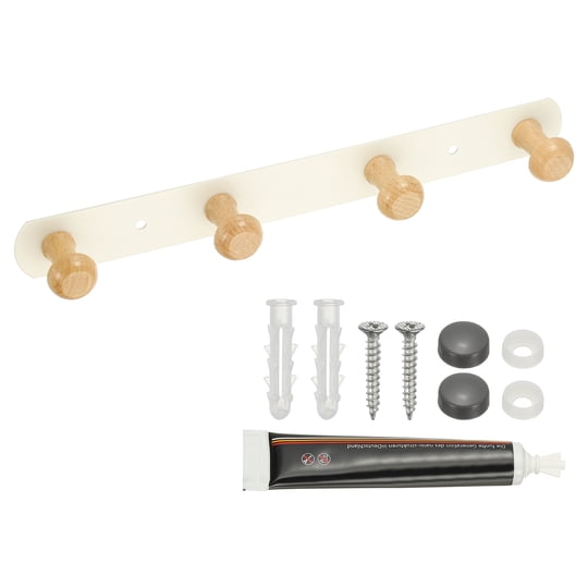 Uxcell - Perchero De Pared De 11 Pulgadas, Ganchos Para Abrigos Montados En La Entrada Con 4 Ganchos Para Colgar Ropa, Toalla, Sombrero, Llave, Bolsas, Blanco