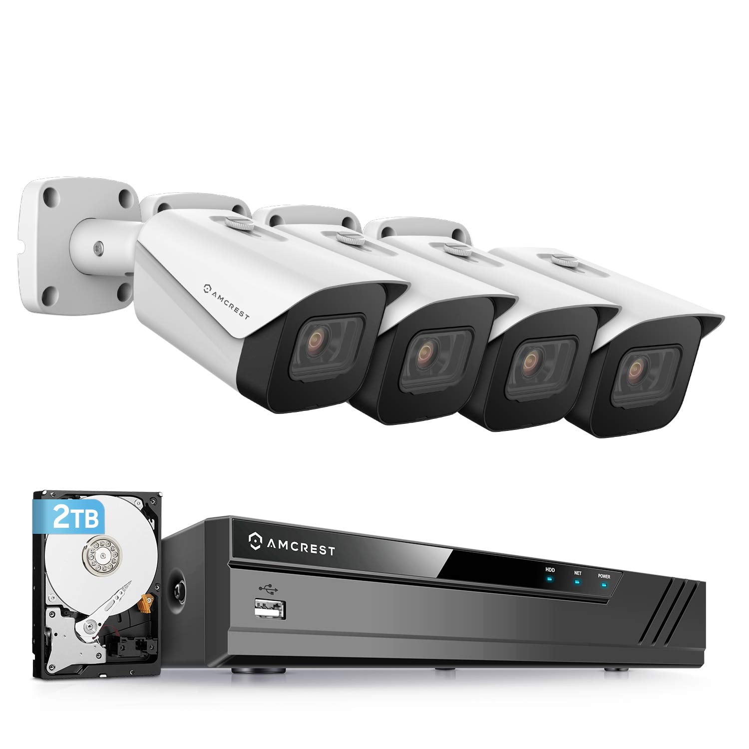 Sistema De Cámaras De Seguridad Amcrest 4k 8mp 8ch Nvr Con 4 Cámaras