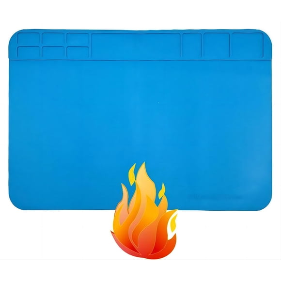 Alfombrilla de trabajo para soldadura WWZMDiB 30x20 cm, resistencia al calor 932 °F (500 °C)