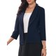 thumbnail image 4 of INSPIRE CHIC Chaqueta de Mujer con Mangas 3/4, Blazer con Cuello Chal, Frente Abierto, Ligera y Elástica, Azul Oscuro M, 4 of 5