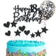 thumbnail image 1 of Juego de adornos para tarta de feliz cumpleaños número 16, suministros para tartas de cumpleaños, decoraciones para fiestas de cumpleaños de niño o niña en color negro, 1 of 5