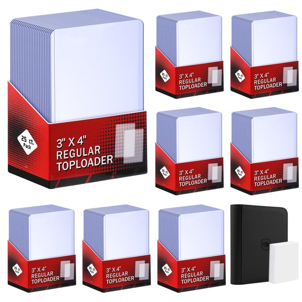 Fundas para cartas Pemocyny, protectores rígidos 3x4" y set de carpetas para top loaders