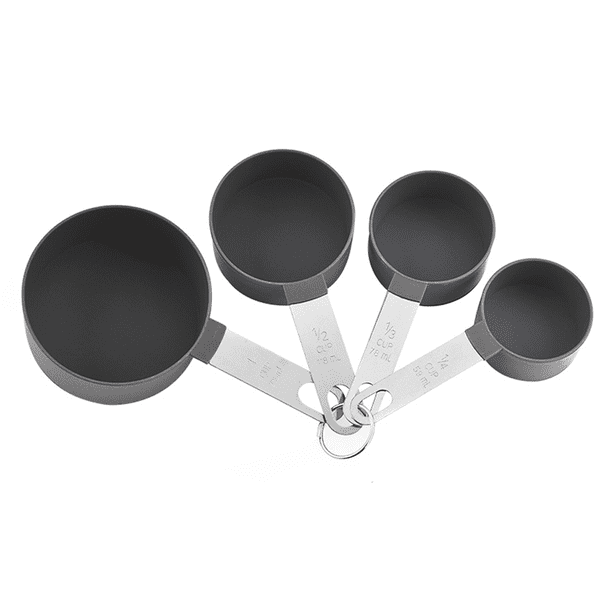 Tazas medidoras apilables con mango de acero inoxidable para medir ingredientes secos y líquidos