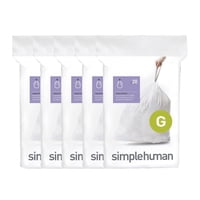 Bolsas De Basura Simplehuman Code G Con Cordón, 30 L, Color Blanco, Paquete De 100