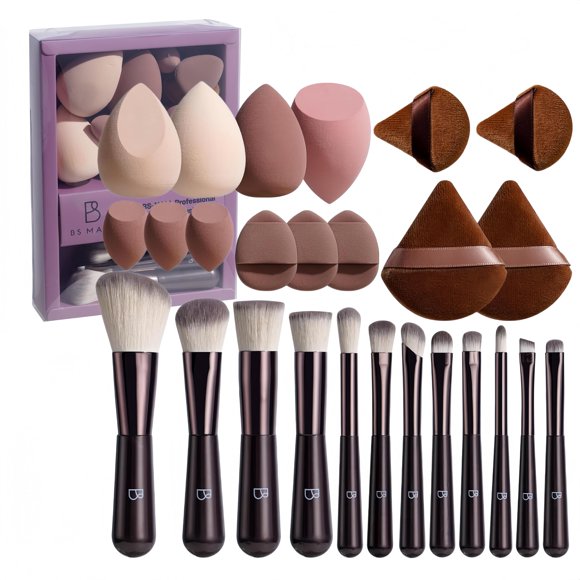 Set de Brochas de Maquillaje BS-MALL 26 Piezas con Esponjas Incluidas