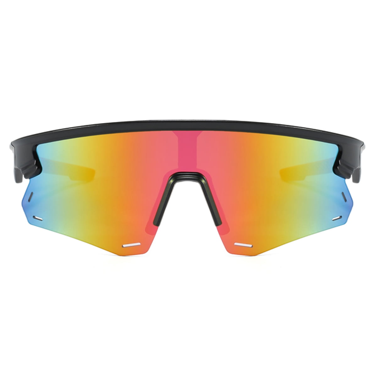 Polasup Gafas Lentes De Sol Gafas De Sol Deportivas Con Lentes Iridiscentes Rojo-naranja Y Montura Negra Con Detalles Rojos. Diseño Aerodinámico, Protección Uv 400. Ideales Para Ciclismo