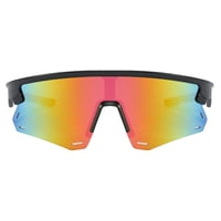 Polasup Gafas Lentes De Sol Gafas De Sol Deportivas Con Lentes Iridiscentes Rojo-Naranja Y Montura Negra Con Detalles Rojos. Diseño Aerodinámico, Protección Uv 400. Ideales Para Ciclismo