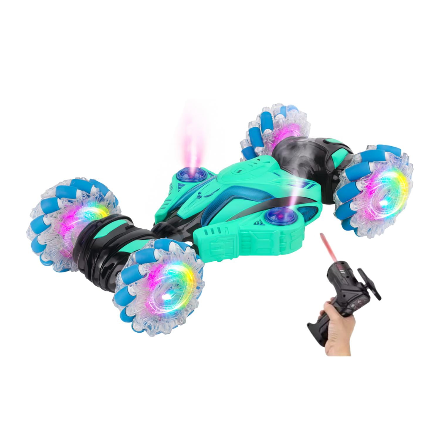 Fliperex - Auto A Control Remoto Laser Acrobatico Con Vapor Y Luces Led Verde