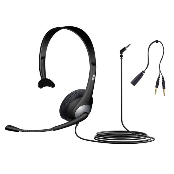 Auriculares Cyber Acoustics AC-104 Mono con micrófono, color gris