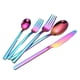 thumbnail image 4 of 5x Juego De Cubiertos De Vajilla Brillante Cuchillo Cuchara Tenedor Cubiertos Arco Iris, 4 of 5