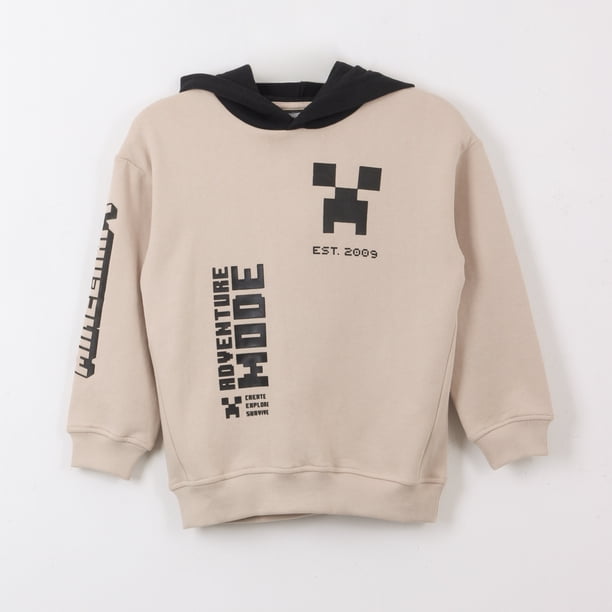 Polerón Cerrado Niño Hoodie Adventure Mode Beige Minecraft