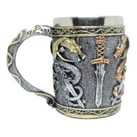 Genérico - Tazon Espada 2 Dragones Resina Acero Inoxidable 400Ml