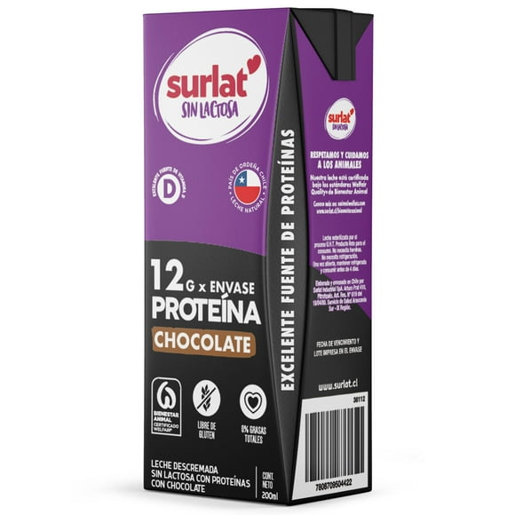 Leche descremada sin lactosa Proteína Chocolate Caja, 200 ml