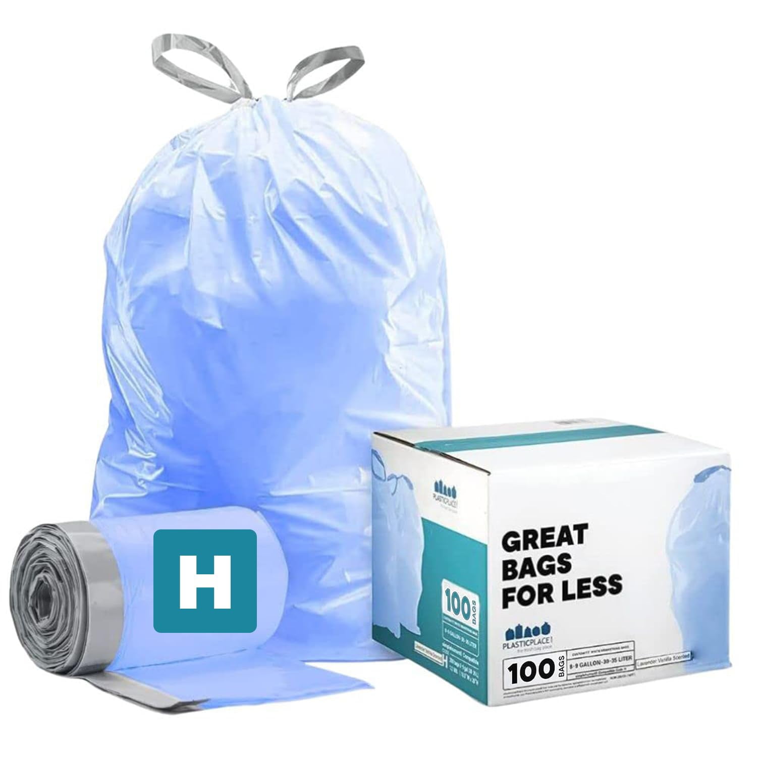 Bolsas De Basura Plasticplace Custom Fit, Azules, 8-9 Galones, 100 Unidades