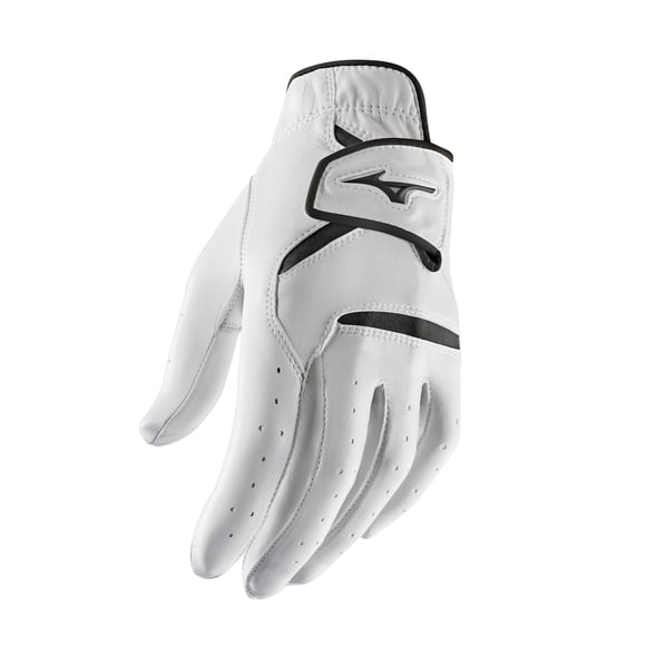 Guante de golf Mizuno JPX de piel sintética para mano izquierda blanco/negro