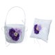 thumbnail image 4 of Almohada De Anillo De Bodas Y Canasta De Ni?a De Las Flores Perlas De Cristal Flor Morada, 4 of 6