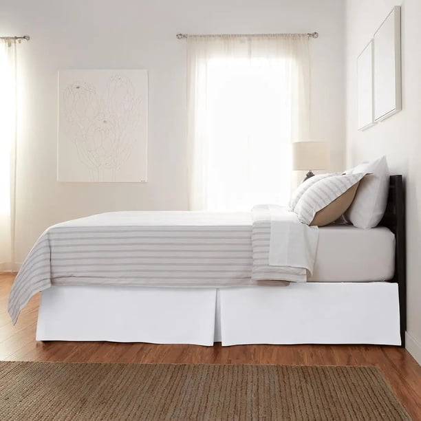 Faldón Cama 2 Plazas Blanco Liso Elasticados Premium Casa Nerola