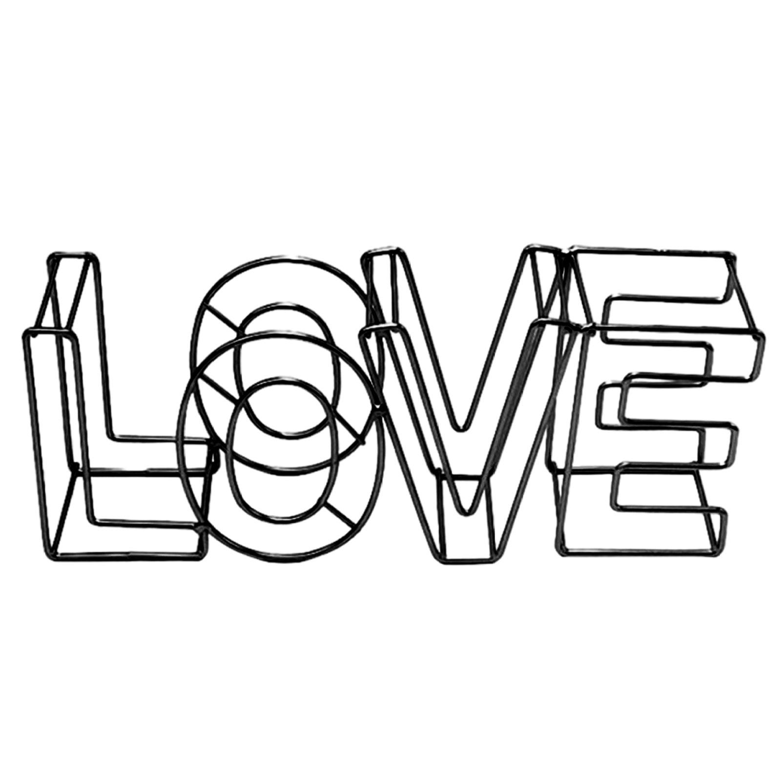 Bothyi - Adornos De Escritorio De Letras De Amor De Alambre De Metal 3D Para El Día De San Valentín Negro